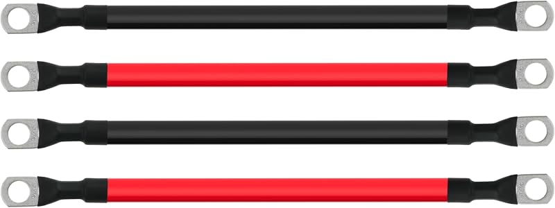 Cabo de bateria 4 AWG TUELETFU com terminais de 3/8 in – 2 unidades de 30,48 cm