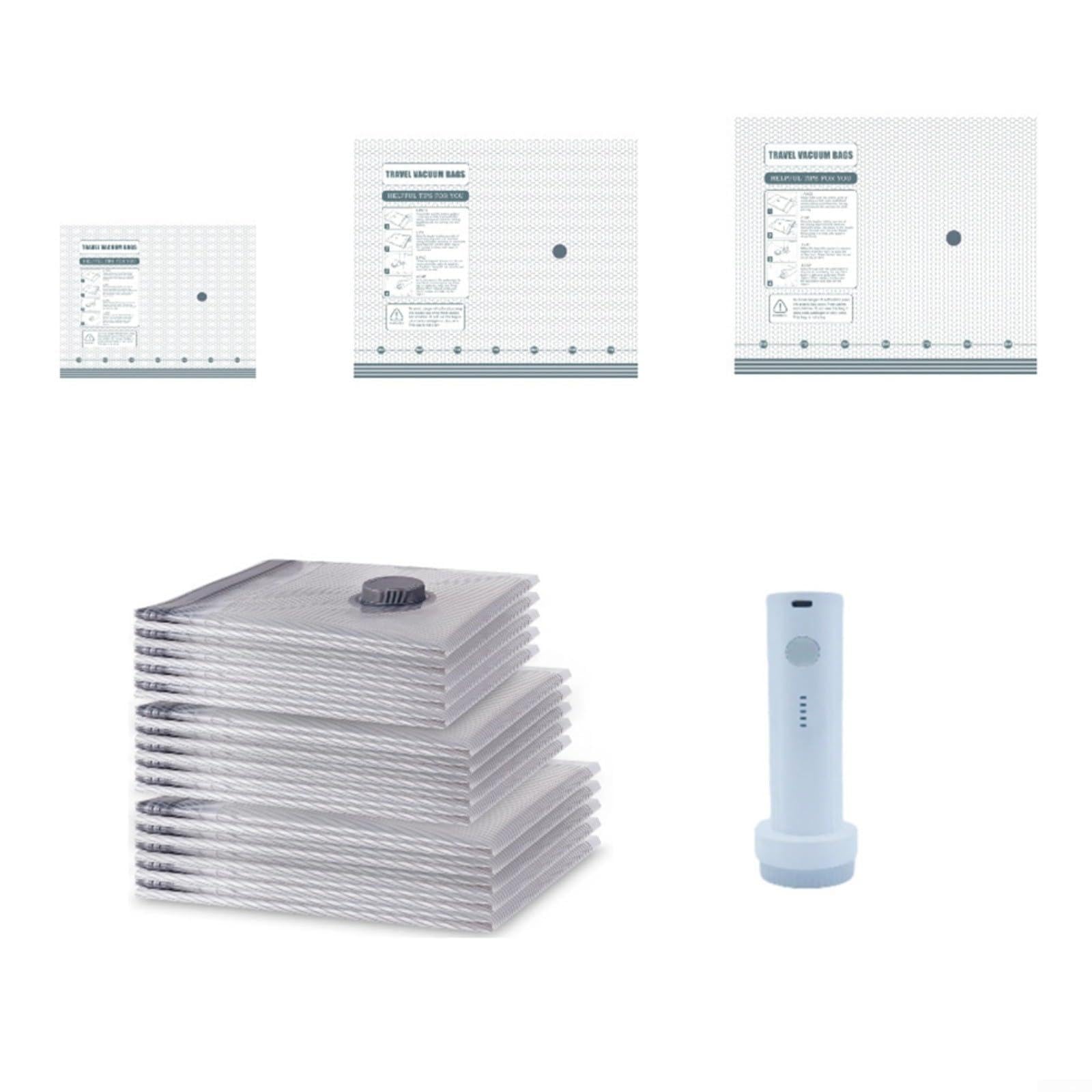Sacs de rangement sous vide avec pompe sans fil rechargeable blanche