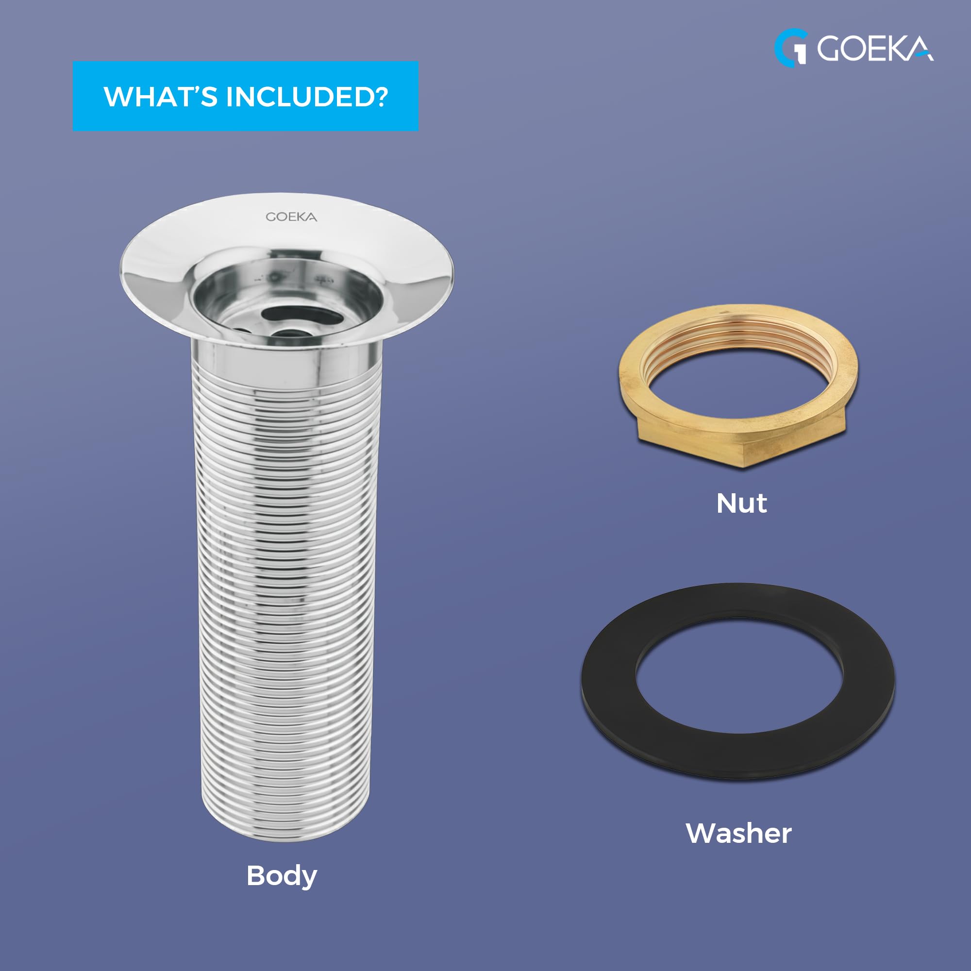 GOEKA® Stainless Steel Waste Coupling 5 Inch | Full Thread Silver Finish | Heavy-Duty Coupling for Wash Basin, Kitchen Sink, Bathroom | Rust-Free Durable Drain Jali with Overflow 2