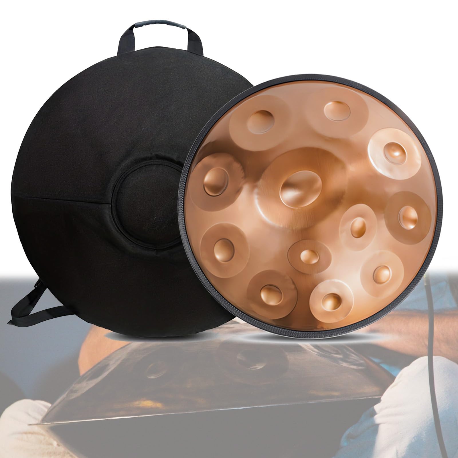 Tambour à main 432 Hz/440 Hz, tambour à langue en acier 9/10/12 notes avec trépied, maillets et sac de transport, tambour à main 22 pouces pour le son, la méditation ou le yoga (taille : 440 Hz, cou