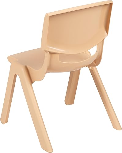 Miniatura 10 de EMMA + OLIVER Paquete de 4 sillas escolares apilables de plástico natural con asiento de 10.5 pulgadas de alto, silla preescolar