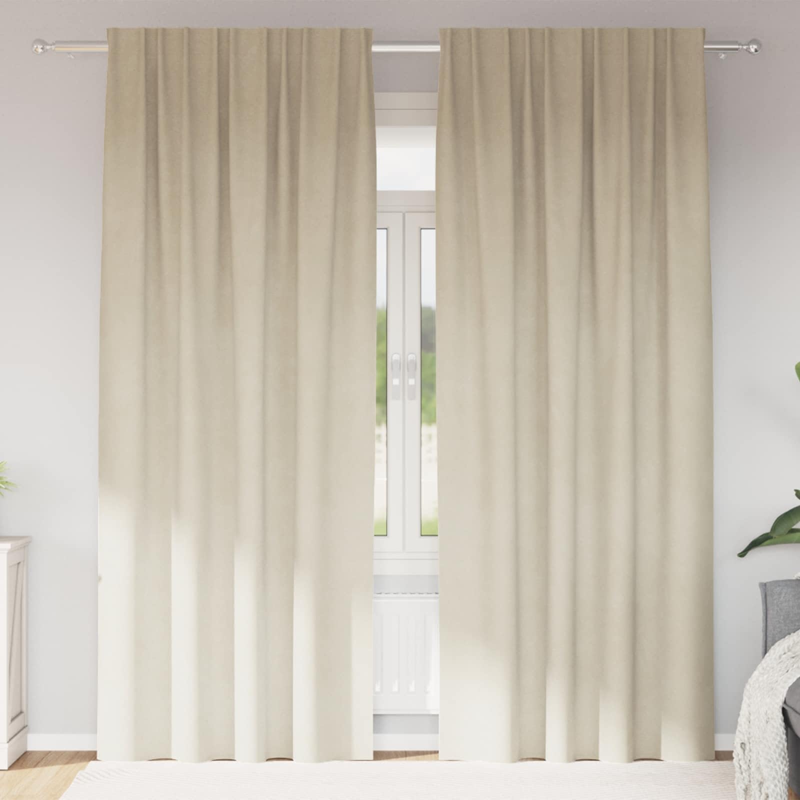 Rideaux occultants et isolants thermiques en velours crème pour bloquer la lumière et le froid