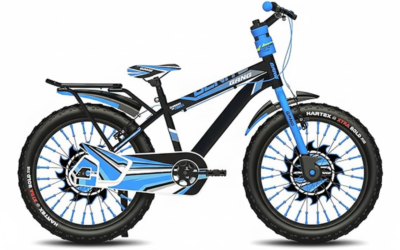 CYCLEGALLERY Kids Cycle 7–9 Years | Small 20T Bicycle for Boys & Girls | Suitable Height 120–130 cm | Steel Frame | V-Break | Adjustable Seat (Black & Blue)-image-4