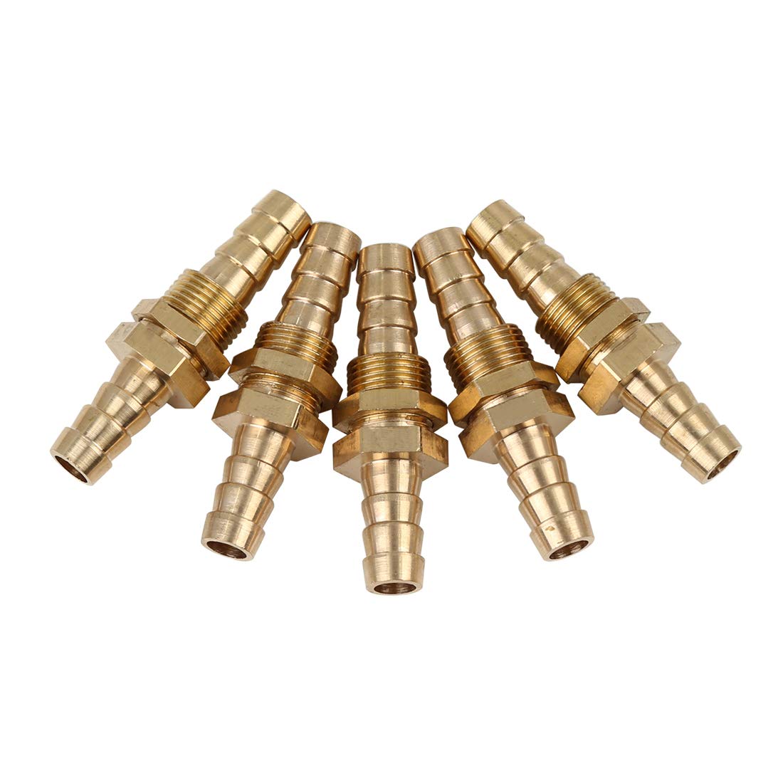 X AUTOHAUX 5Pcs Conector de Montaje de Púas para Manguera de Latón de 8mm para Tubo de Combustible Agua Y Aire