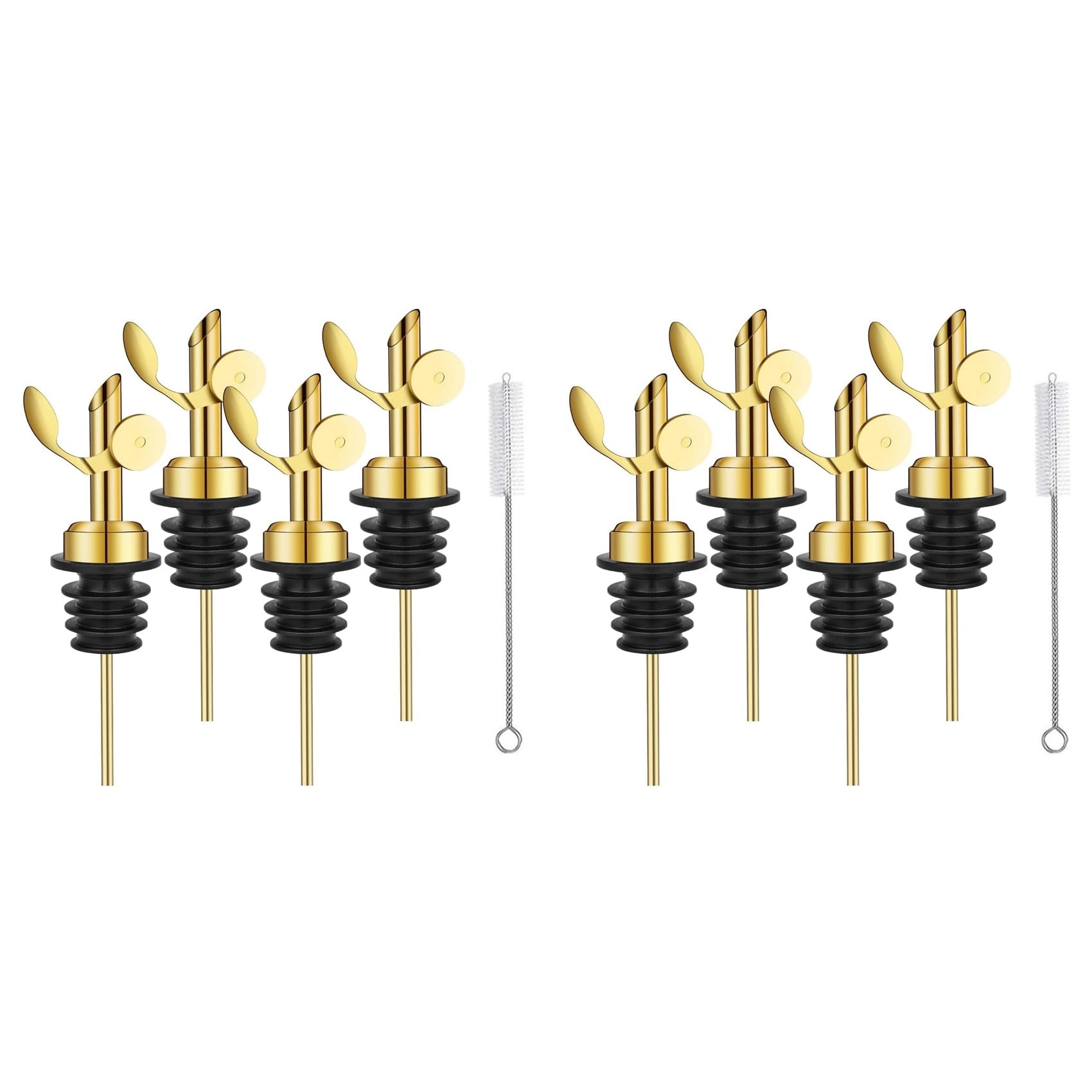 Hndhbfgrt 8 Pcs Stainless Steel Bottle Pourers,Self Closing Olive Oil Dispenser Spout,Auto Flip Feature Liquor Pour Spouts Gold