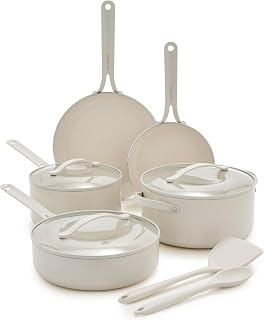 GreenPan Cream White Nova 10 Piece Ceramic Nonstick Pots & Pans Set