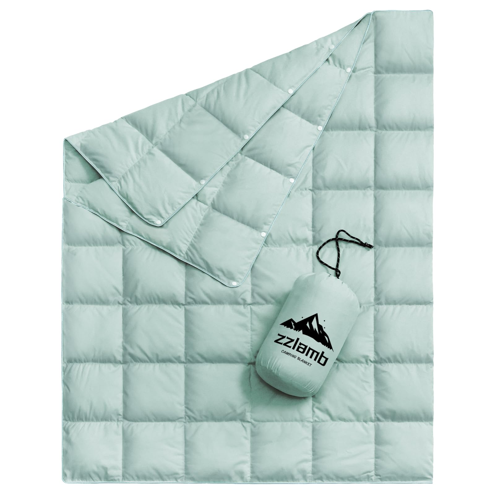 zzlamb Puffy Down Camping Blanket Water-Repellent, Down Throw Travel Blanket Portable for Outdoor, Light Warm Quilt for Couch Plane Car Theater