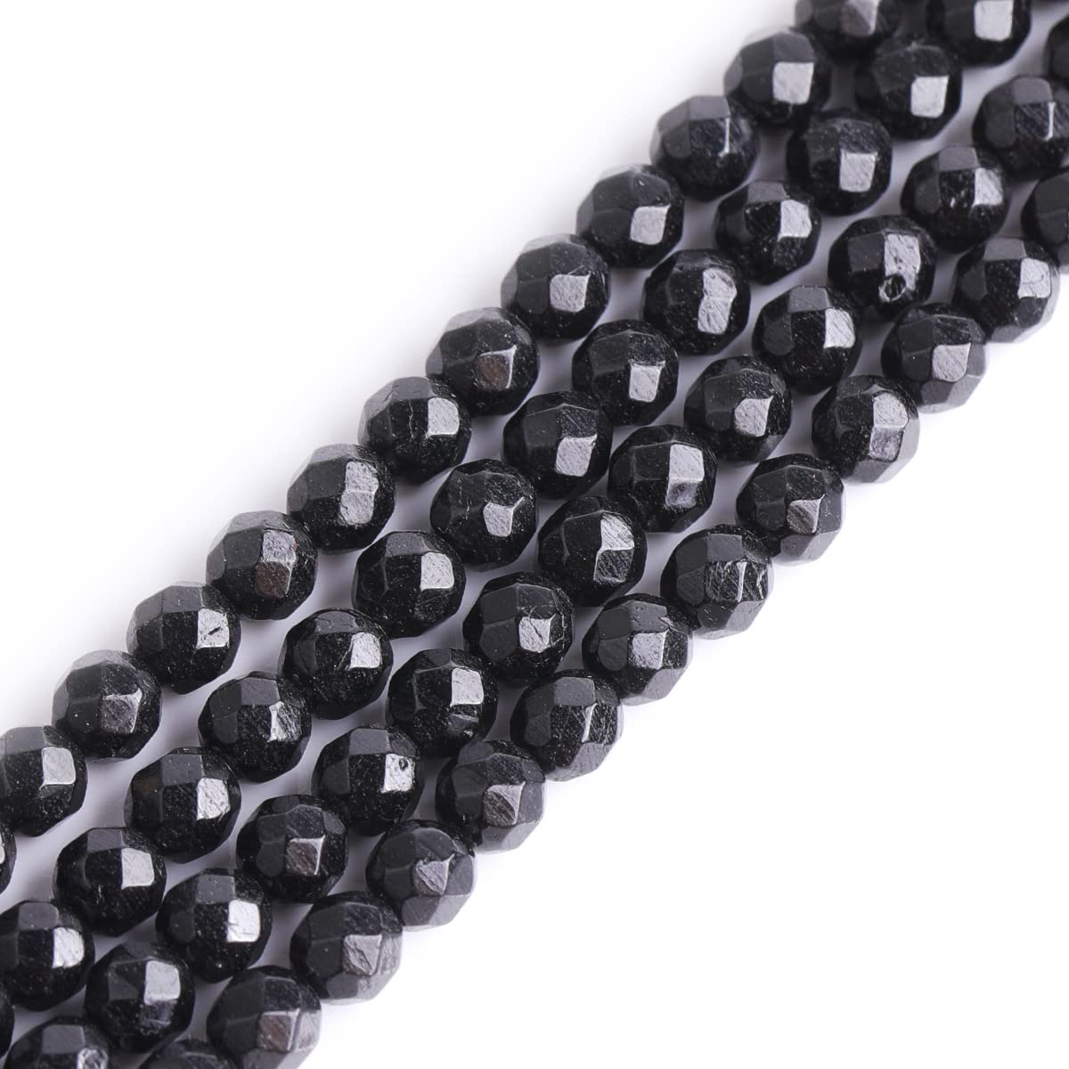 GEM-Inside 4mm Natural Black Tourmaline Gemstone Loose Beads Faceted AAA Grade Crystal Energy Stone Power Beads for Jewelry Making 15" — image 1