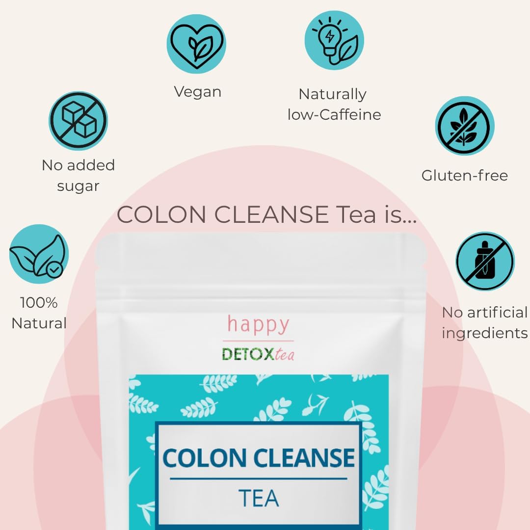 Happy Detox Tea - Colon Cleanse - Digestion & Bloated Belly Relief – Laxative Tea – Senna Tea - 84-Day Supply - 42 Tea Bags