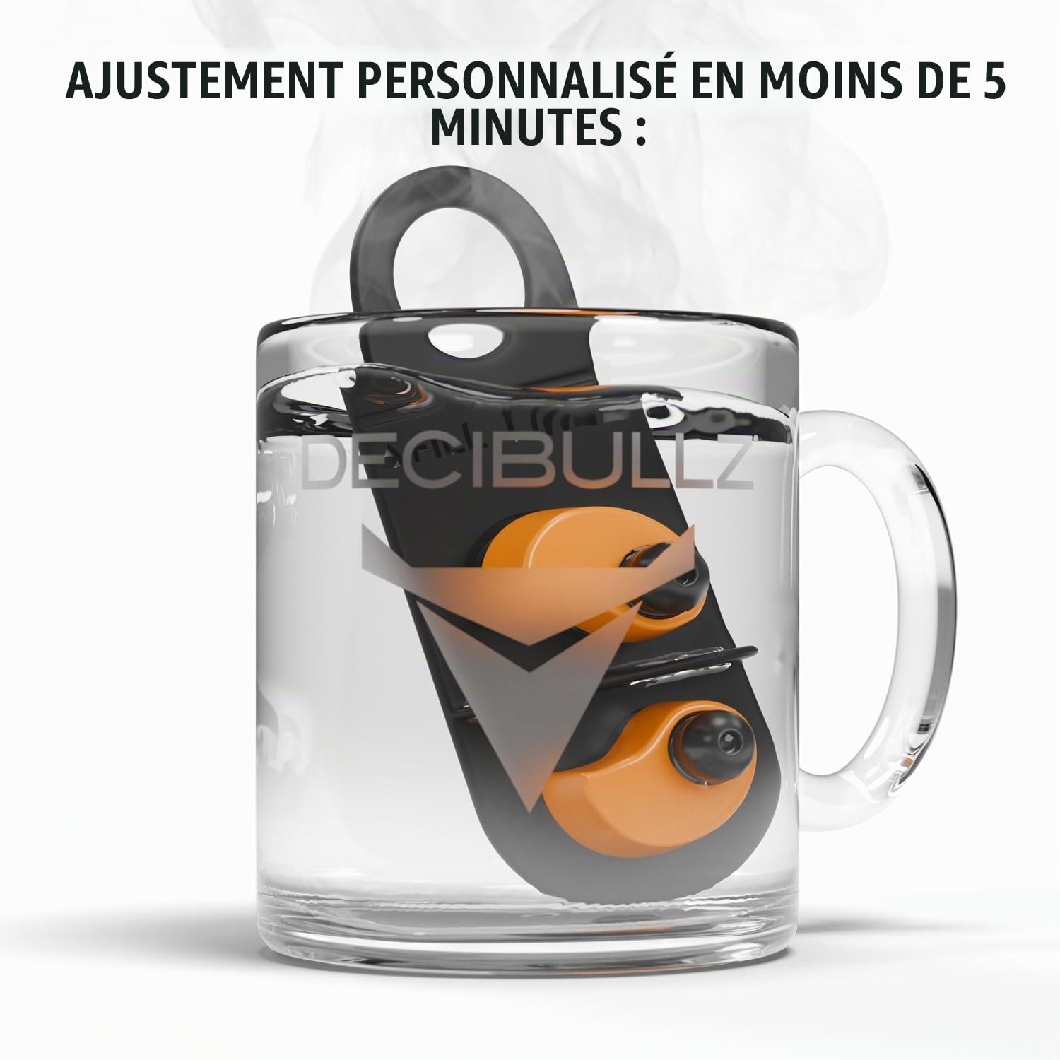 Decibullz Bouchons d'oreille Pro 31 dB NRR réutilisables avec outil de moulage, étui de transport et cordon. Protection auditive pour le tir, les chantiers, les voyages, les sports automobiles et une