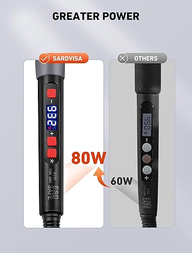 Miniatura 4 de Kit de herramienta de alisado para impresora 3D 21 en 1, kit de soldadura digital LCD de 80 W con temperatura ajustable y soldador con insertos de
