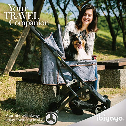 Pet Stroller for Medium Dogs, Small Dogs, Cats, Grey Denim - Compact Dog Strollers with One-Hand Folding Design for… - Image 7