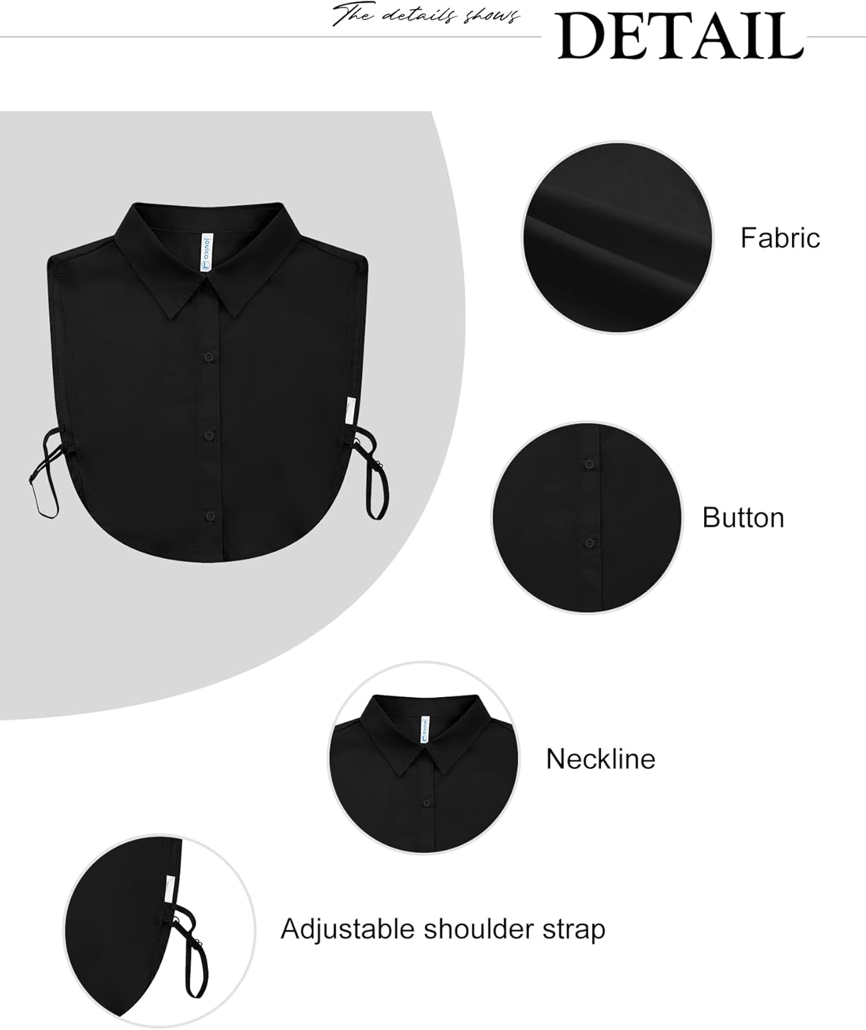 Jouica Detachable Dickey Collar Blouse Half Shirts Faux False Collar for Women - Image 2