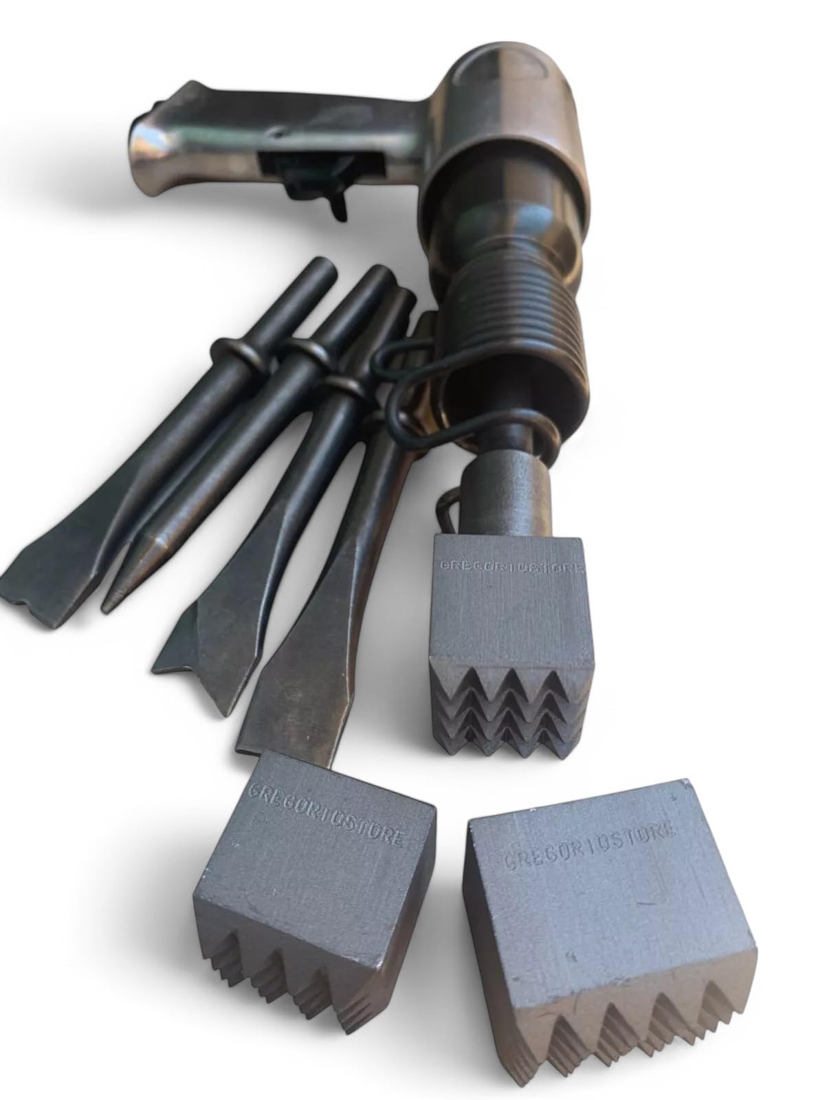 Bocciarda Per Pietra Dura, Per Bocciardatura, Cazzuola, Con Scalpellatore Pneumatico, Con Codolo Intercambile, In Acciaio Temprato, Made in Italy (Kit 3 Pezzi (2,5x2,5+3x3+3,5x3,5 cm))