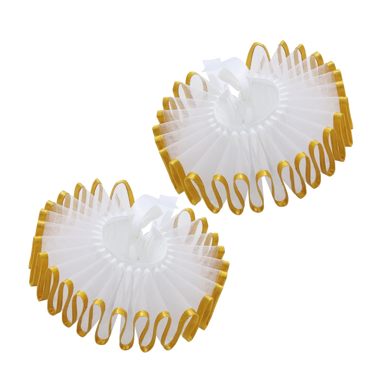 2 Pieces Renaissance Tudor Elizabethan Ruffled Wrist Ruffs Clown Hand Cuff Arm Bands Victorian Costume Fancy Dress Accessories for Halloween Carnival