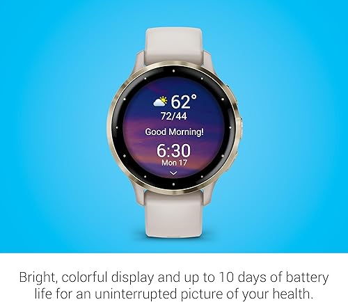 Miniatura 3 de Garmin Venu 3S - Reloj inteligente con bisel de acero inoxidable dorado suave, pantalla táctil AMOLED de 1.2 pulgadas, con caja marfil de 1.614 in y