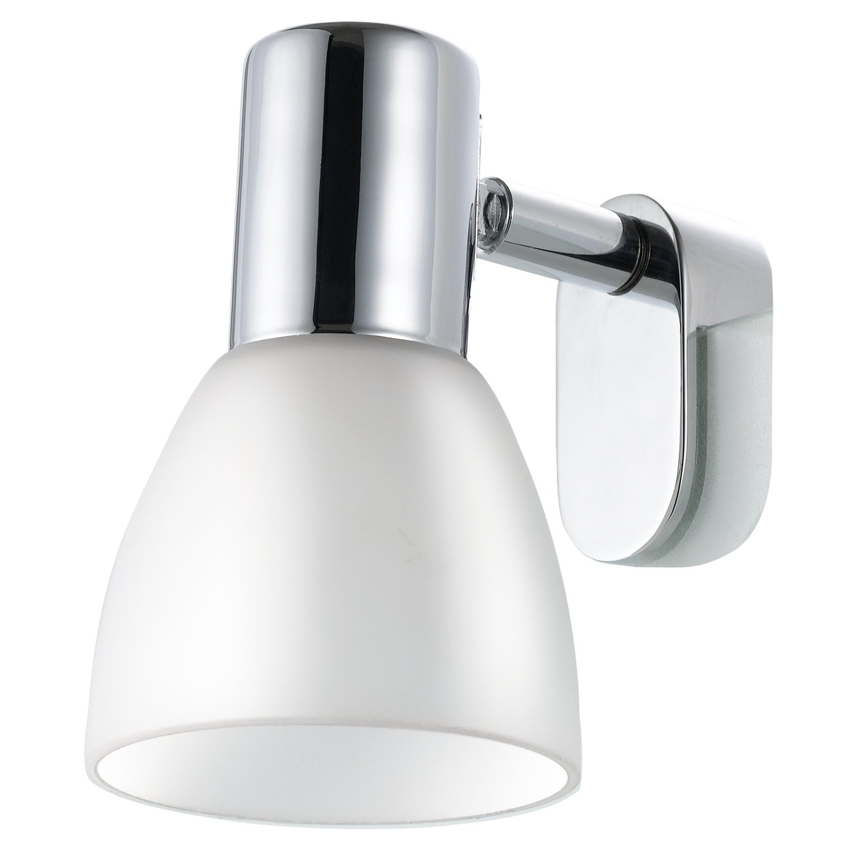 Eglo Lámpara de espejo con adhesivo, aplique de pared de metal y cristal opalino mate, lámpara para cuarto de baño en cromo, blanco, luz antihumedad, IP44, casquillo E14