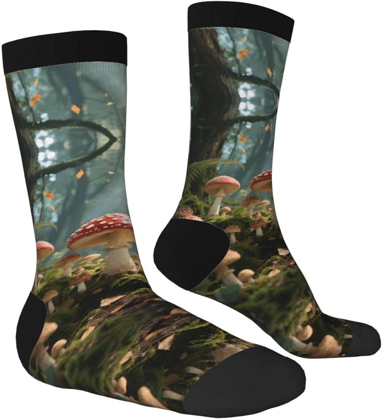 Calf Socks Casual Above Ankle Sock Mushroom PrintCrew Socks for Men Women Moisture Wicking Cushion Sports
