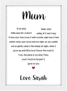I Love You Mum Mummy Gifts from Son Daughter - PERSONALISED Mothers Day Present for Mum, Mummy, Nanny - Mum Poem Print For 1st First Mother's Day