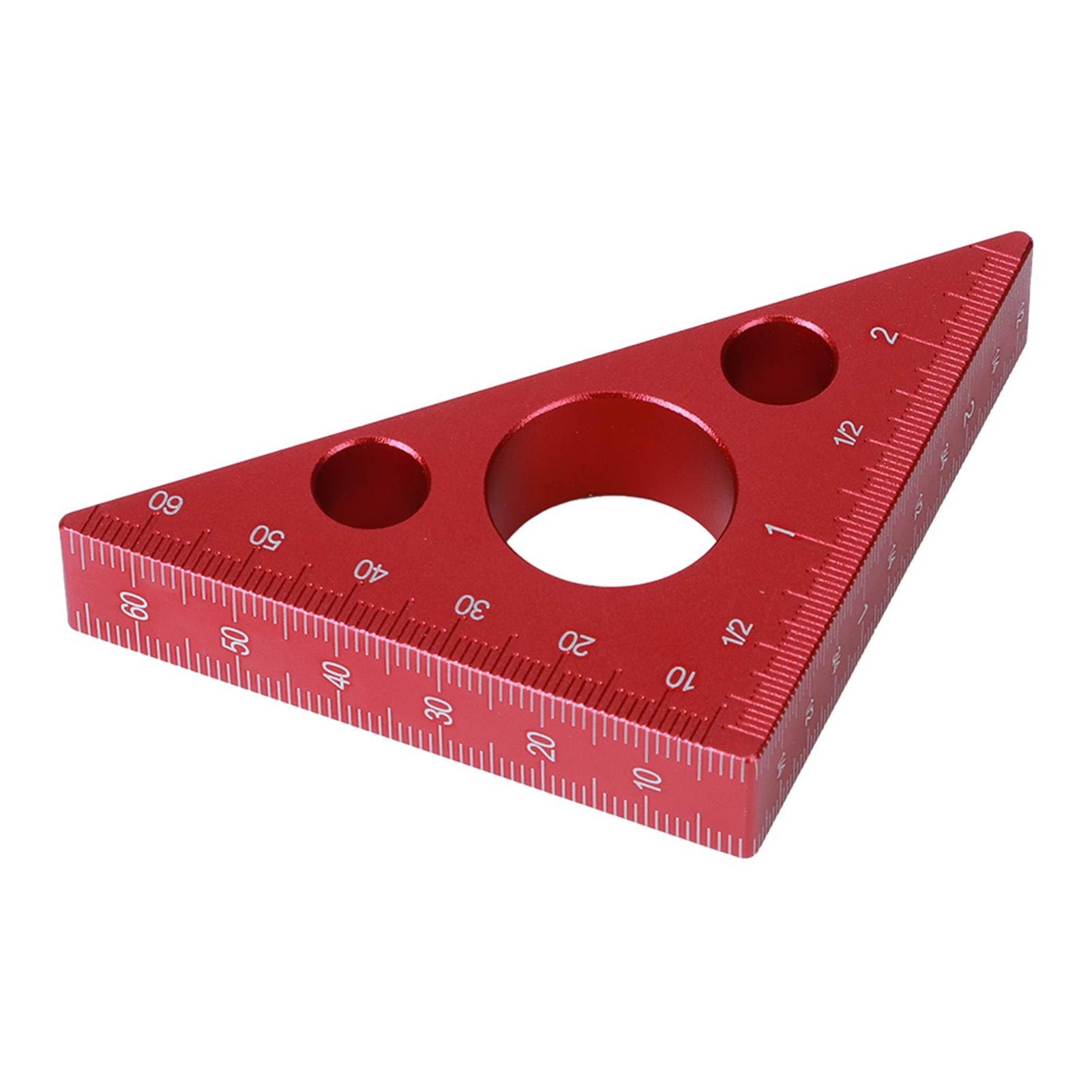 MRKU Righello Triangolare ad Angolo retto da 2 Pollici/6 cm, in Lega di Alluminio per la Lavorazione del Legno, con Doppia Scala di misurazione in Centimetri e Pollici.