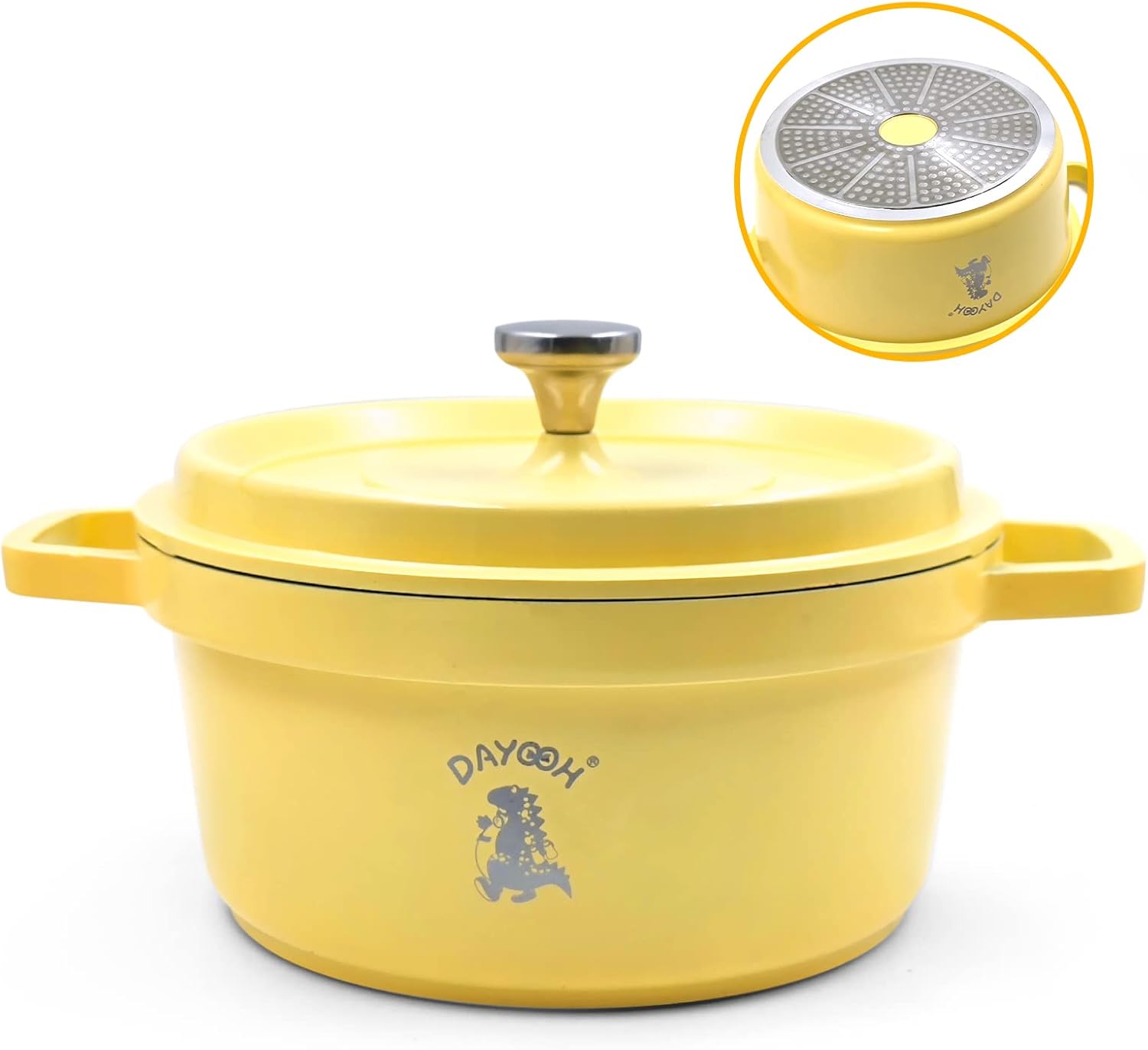 Enameled Cast Iron Dutch Oven Pot with Lid 6QT Non Stick Enamel Coating Sauce Pan Kitchen Cookware