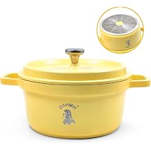Enameled Cast Iron Dutch Oven Pot with Lid 6QT Non Stick Enamel Coating Sauce Pan Kitchen Cookware