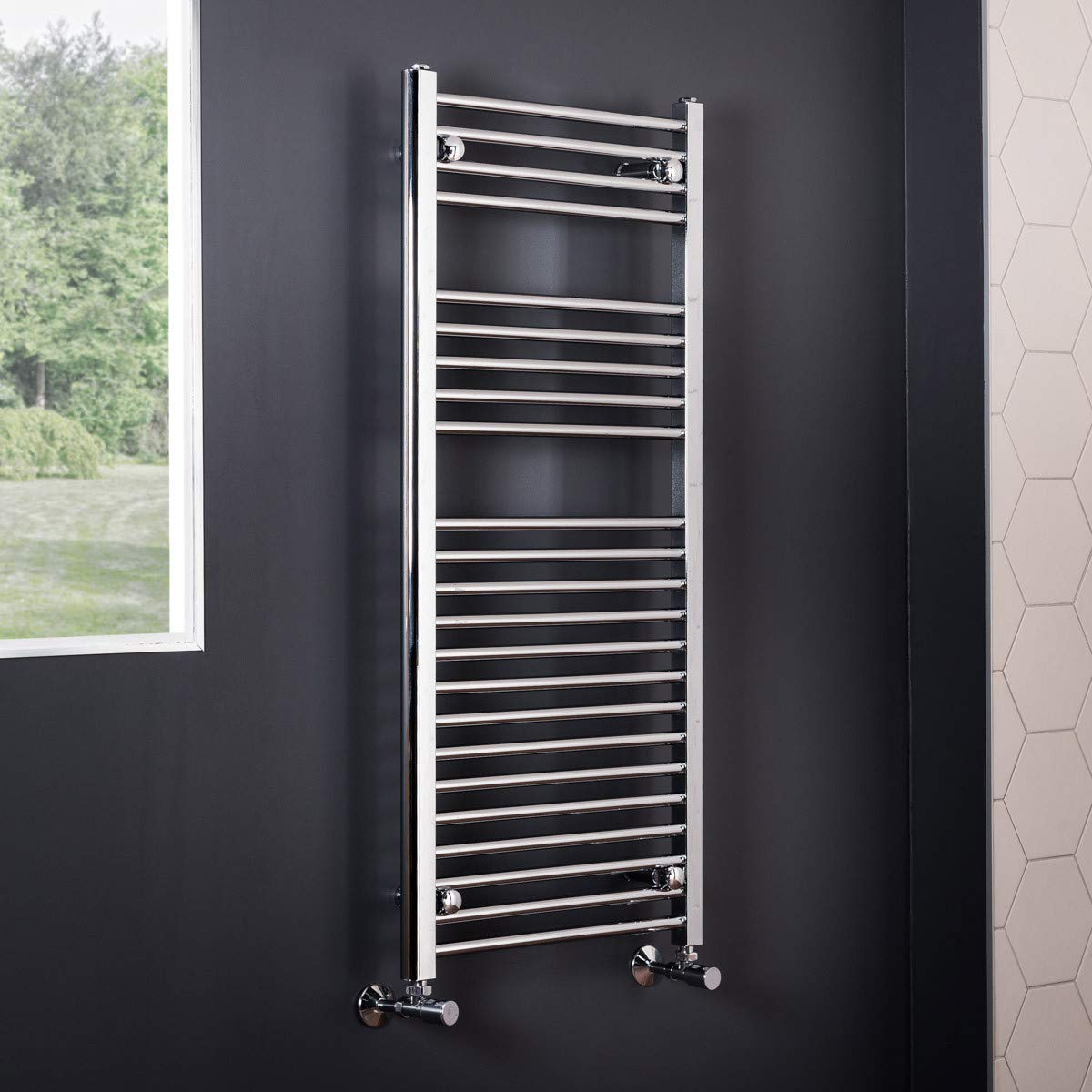 Nrg Straight Bathroom Heated Towel Radiator Rail Rad Central Heating Ladder Warmer 1100 X 500Mm Chrome