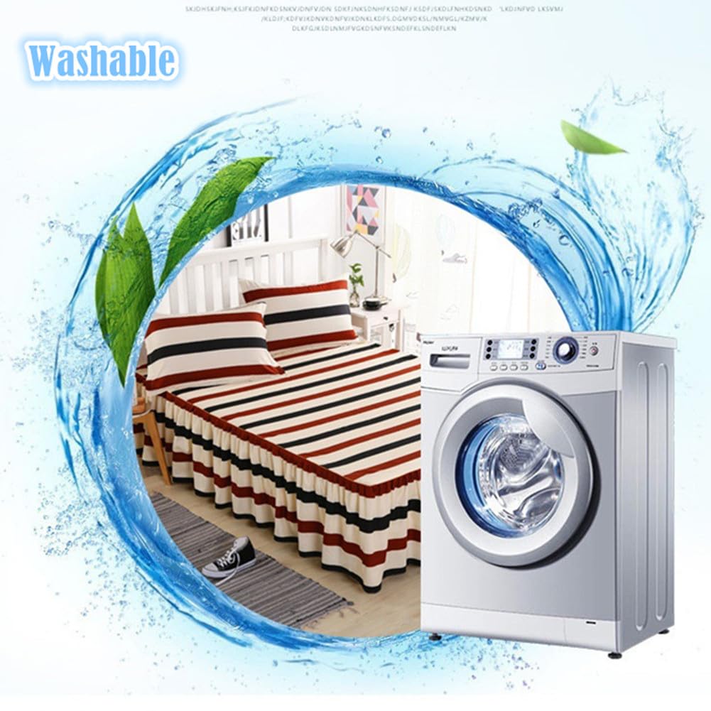 Morbuy 3 Pezzi Set Gonna da Letto per Singolo Matrimoniale e Una Piazza e Mezza Elasticizzata Copriletto con Volant Coprirete per Letto Lenzuola con 2 Federe (180x200cm,Stile 6)