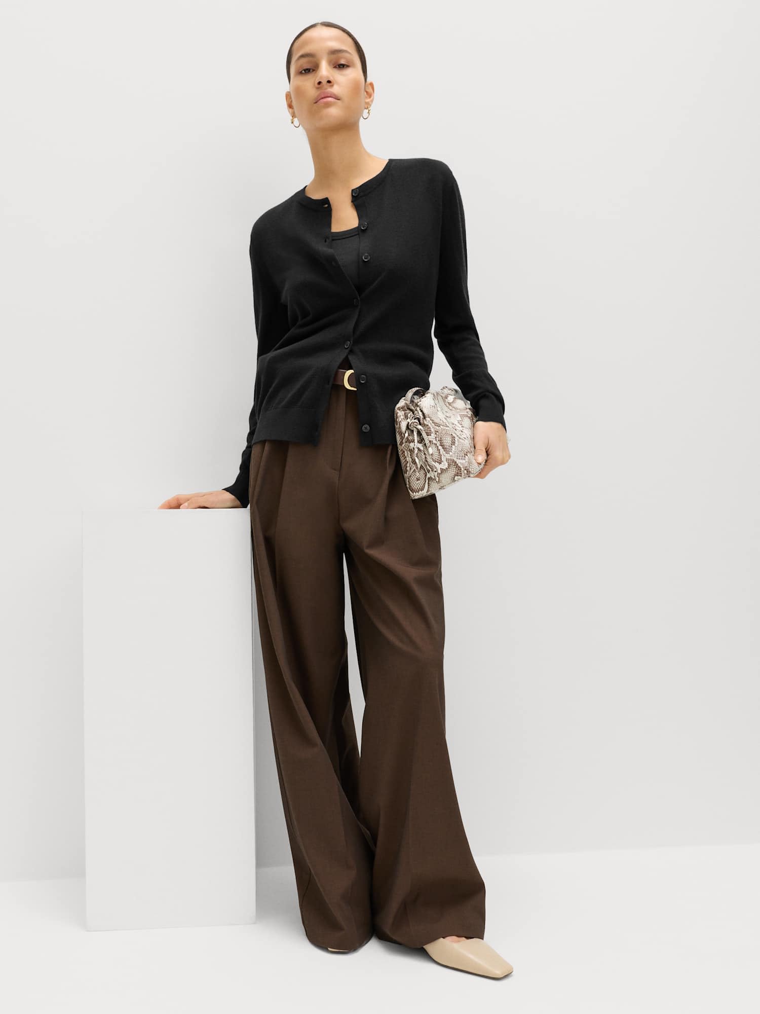 Marks & Spencer Cárdigan de Cuello Redondo de Pura Lana Merina para Mujer, Ajuste Normal