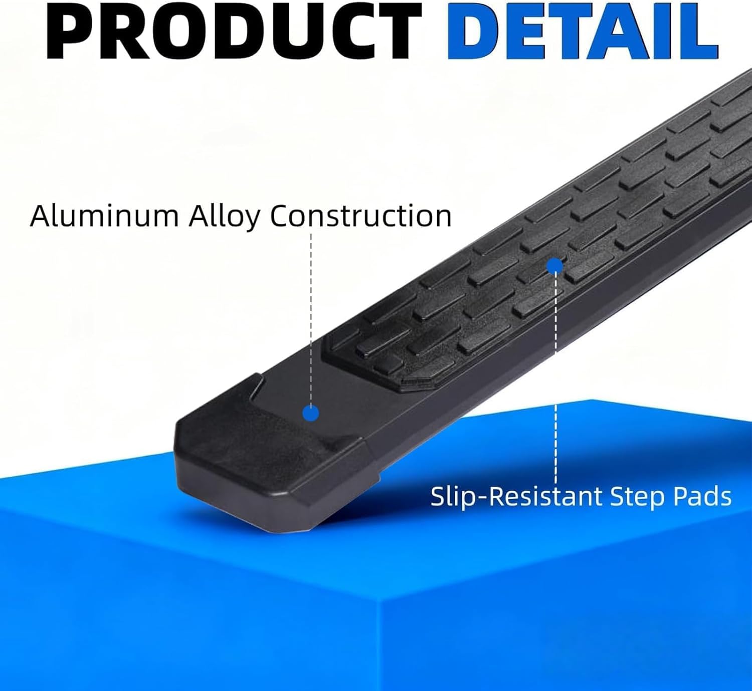 6" Running Boards Side Step Nerf Bar fits 2015-2026 Ford F-150 & 2017-2026 F-250 Super Duty - Super Crew Cab (Non-Slip Step Pads with Rugged Block Tread - 4 Doors) - Aluminum Alloy Black - Pair Set