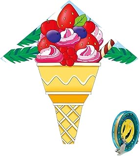 Kite for Outdoor Games and Activities Easy Flying Ice Cream Kite Set Adult Kites Breeze Easy Flying Kite 400m Kite Line Outdoor Sports Children Kite Easy Fly Kites (Color : Strawberry Ice Cream Kite