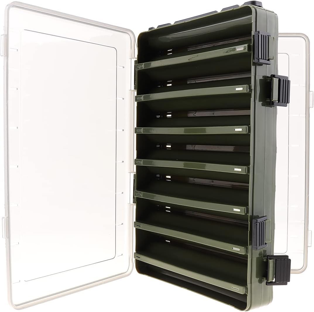Boîte De Rangement étanche Pour Pêche - 24 Compartiments - Double Couche - Vert Armée - ABS