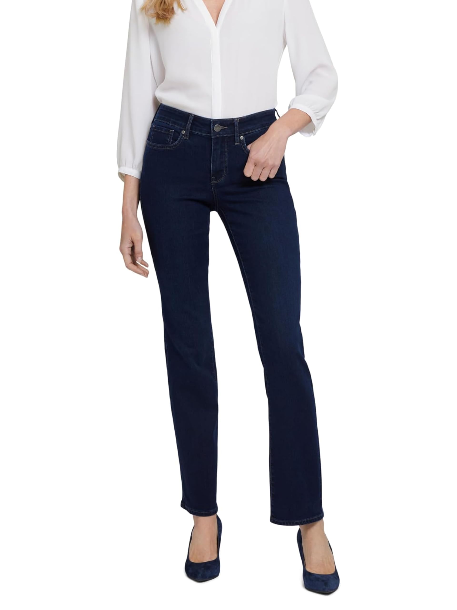NYDJ Jeans Rectos Marilyn para Mujer, Dark Enzyme, 36