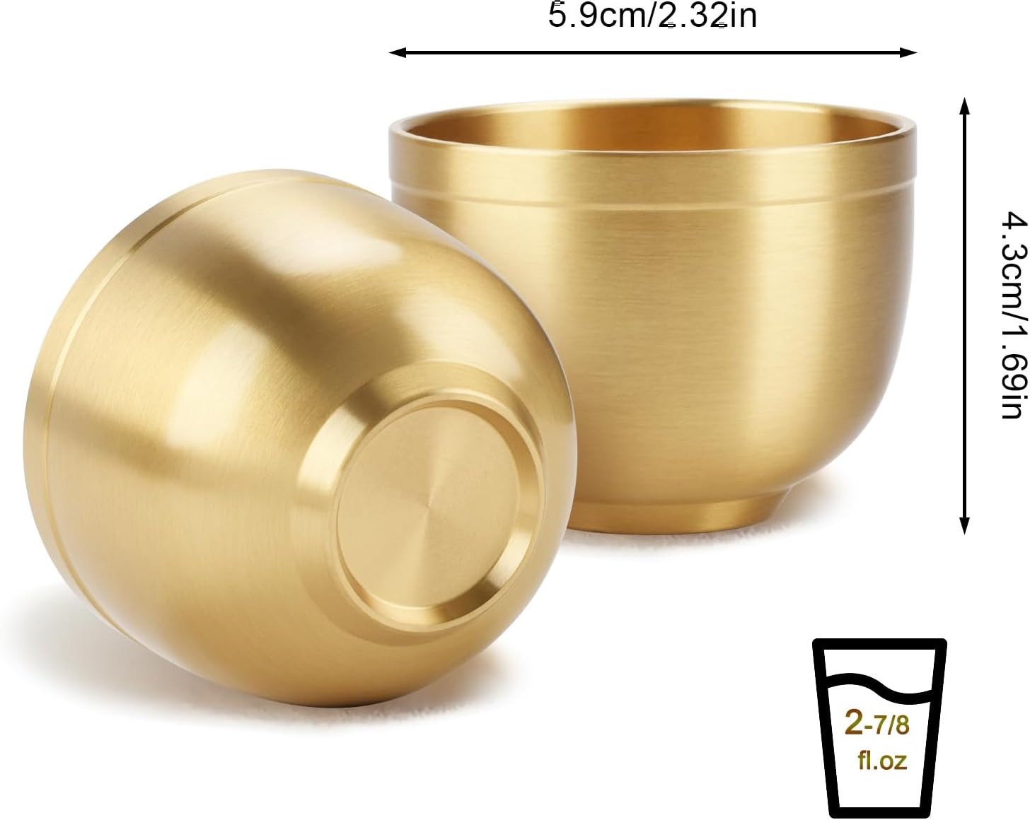 4 Pack Gold Shot Cups Brass Shot Glasses 2-7/8oz Cool Shot Glasses Set Man Cave Decor Vodka Tequila Whiskey Gifts for Men