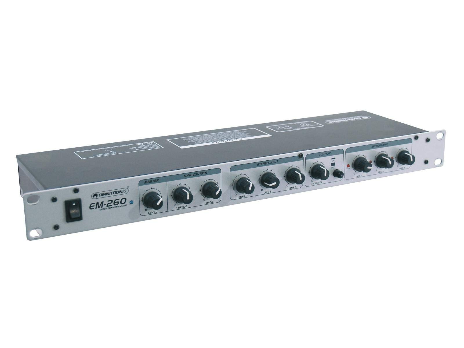 OMNITRONIC EM-260 Entertainment-Mixer | 6-Kanal-Mikrofon-Line-Mischer, Silber