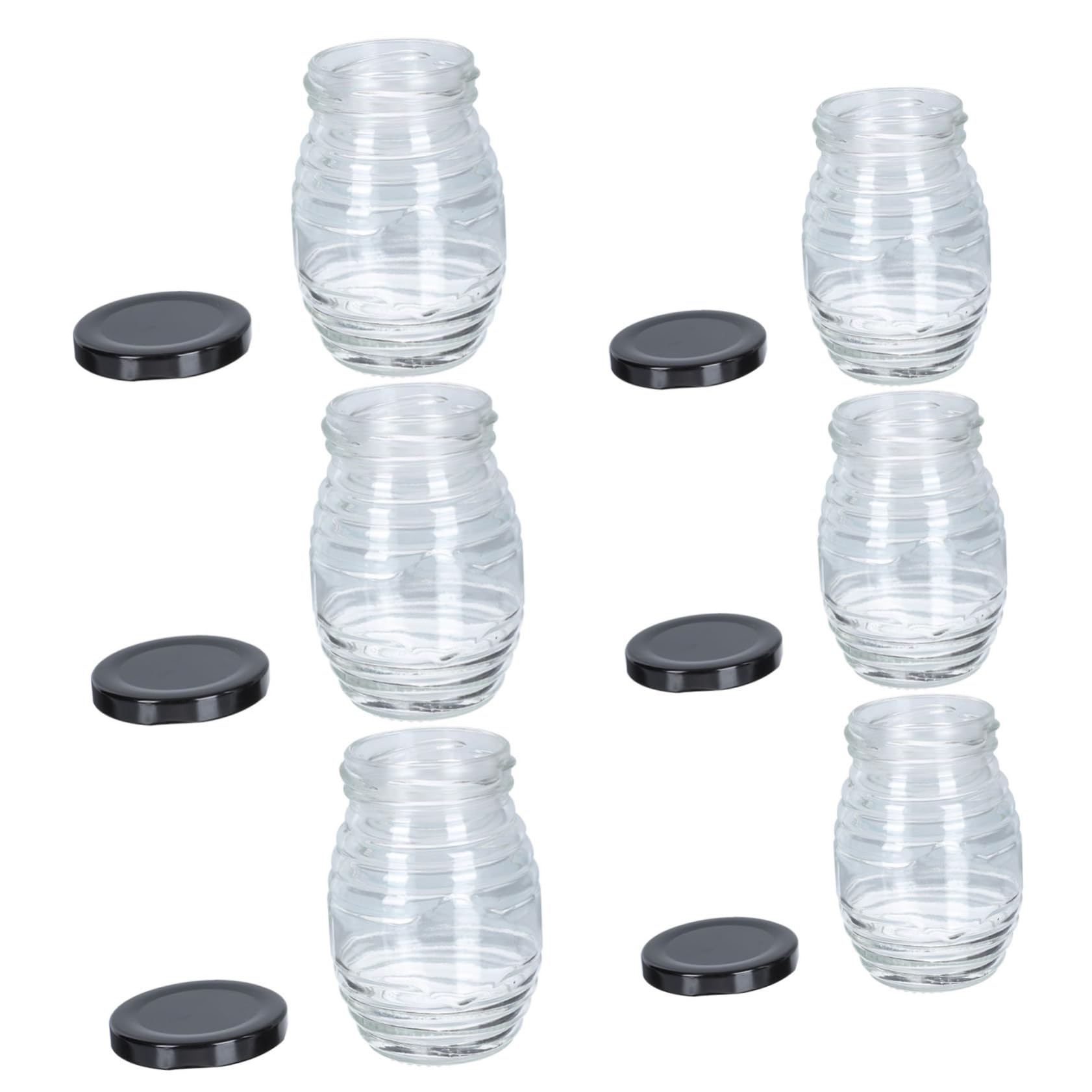 OFFSCH 6Pcs Transparent Glass Sealed Honey Storage Bottles with Lids Food Grade Kitchen Accessories for Sauces and Condiments Odorless and Easy to Observe