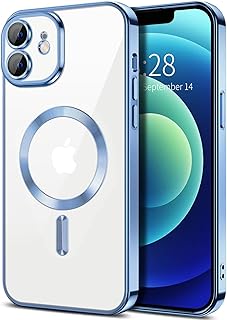 جراب حماية مغناطيسي شفاف بطبقة حماية كاملة ومضاد للخدش ونحيف ومتوافق مع شحن ماج سيف وواقي لعدسة الكاميرا لموبايل آيفون 11 (6.1 بوصة) من دلع موبايلك، (لون سييرا بلو)