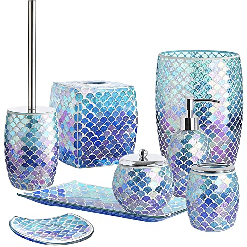 Bathroom Accessories Toilet Brush Set - Blue Toilet Bowl Brush and Holder (Fan Shape) - Image 3