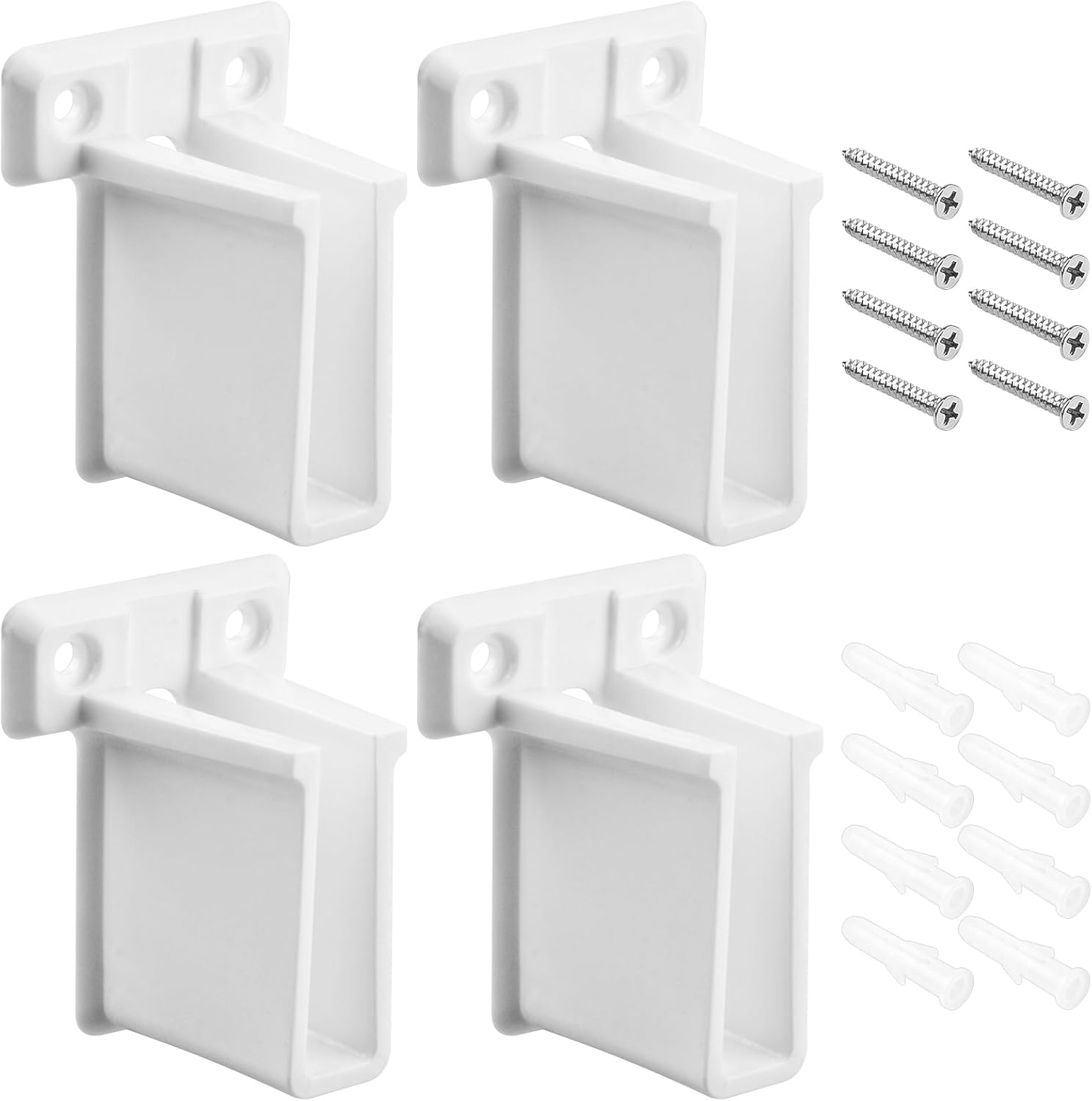 4PCS Wire Shelf End Brackets Closet Shelves Brackets Plastic Wall Mount Shelf Brackets with Screws Wire Shelf Corner Support Bracket for Shelves Closet
