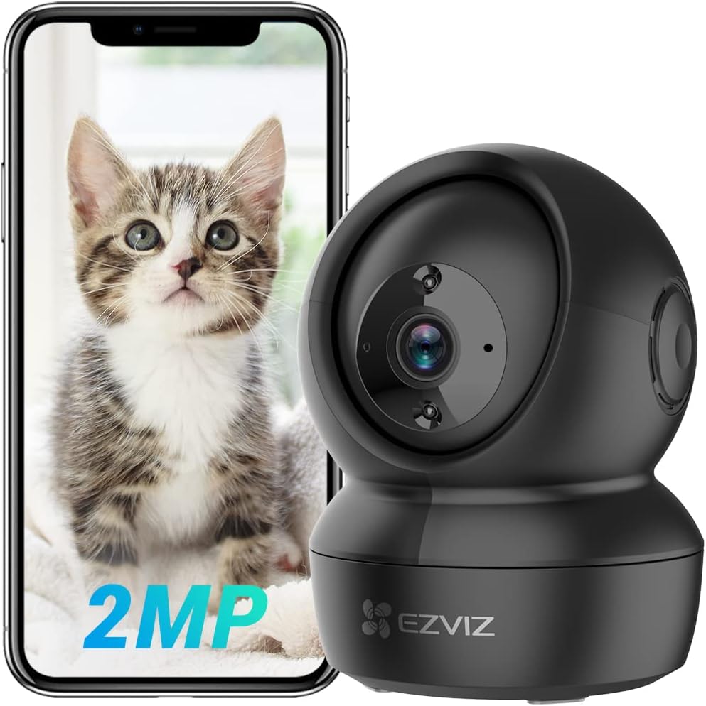Indoor Camera No Monthly Fee, 256GB Supports, Baby Monitor Camera, Pet Camera. Motion Detection, Auto Tracking, Night Vision, Alarm, Two Way Audio, 2.4G Wifi, Alexa Google IFTTT Control(C6N 2MP)