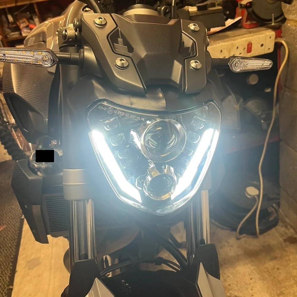 Motocykl Head Light Pasuje do MT-07 FZ-07 FZ07 2014-2017 reflektor motocyklowy lampa H4 żarówka w/reflektor DRLLED reflektor