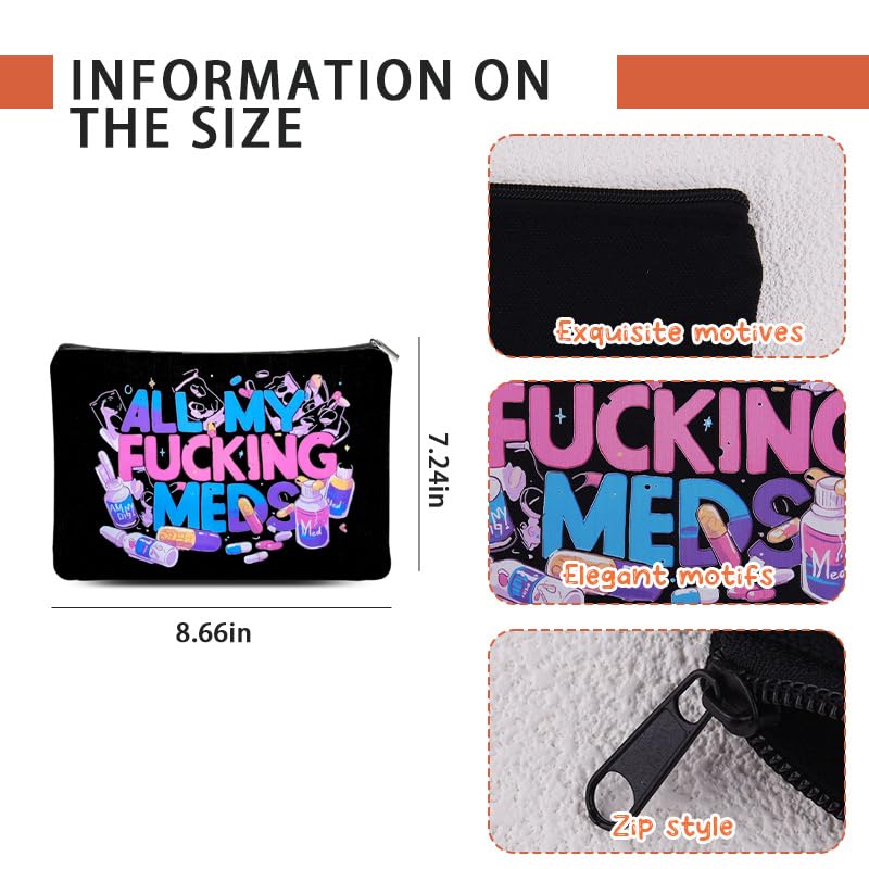 Medical Bag Organizer Pouches for Men Women Christmas Birthday Gifts for Girls Boys Travel Medicine Organiser Pouch Black Zipper Medicine Bag Portable First Aid Meds Organiser Bags2