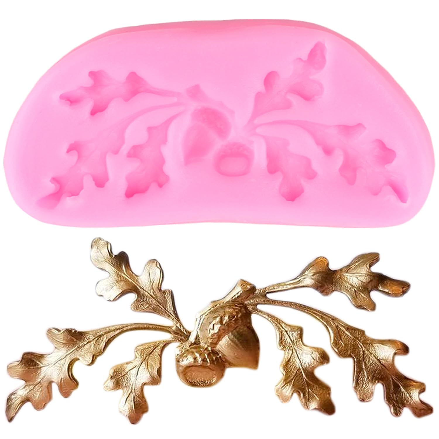 YIHUOMOLDS Oak Leaf Silicone Molds Acorn Fondant Mold For Cake Decorating Cupcake Topper Chocolate Candy Gum Paste Polymer Clay