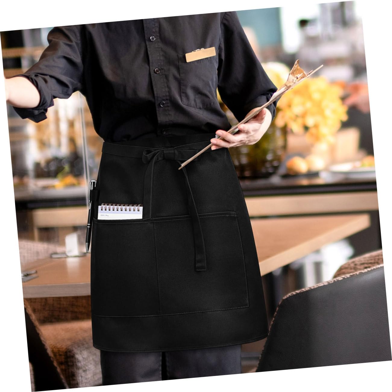 SOIMISS 5piezas Delantal Corto con Múltiples Bolsillos de Media Cintura para Personal de Servicio y Camareras Bistró y Tienda de Café