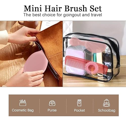 Miniatura 6 de 18 piezas de mini cepillo de viaje para el cabello, cepillo desenredante colorido húmedo y seco para mujeres y niñas, cepillo de cerdas suaves con