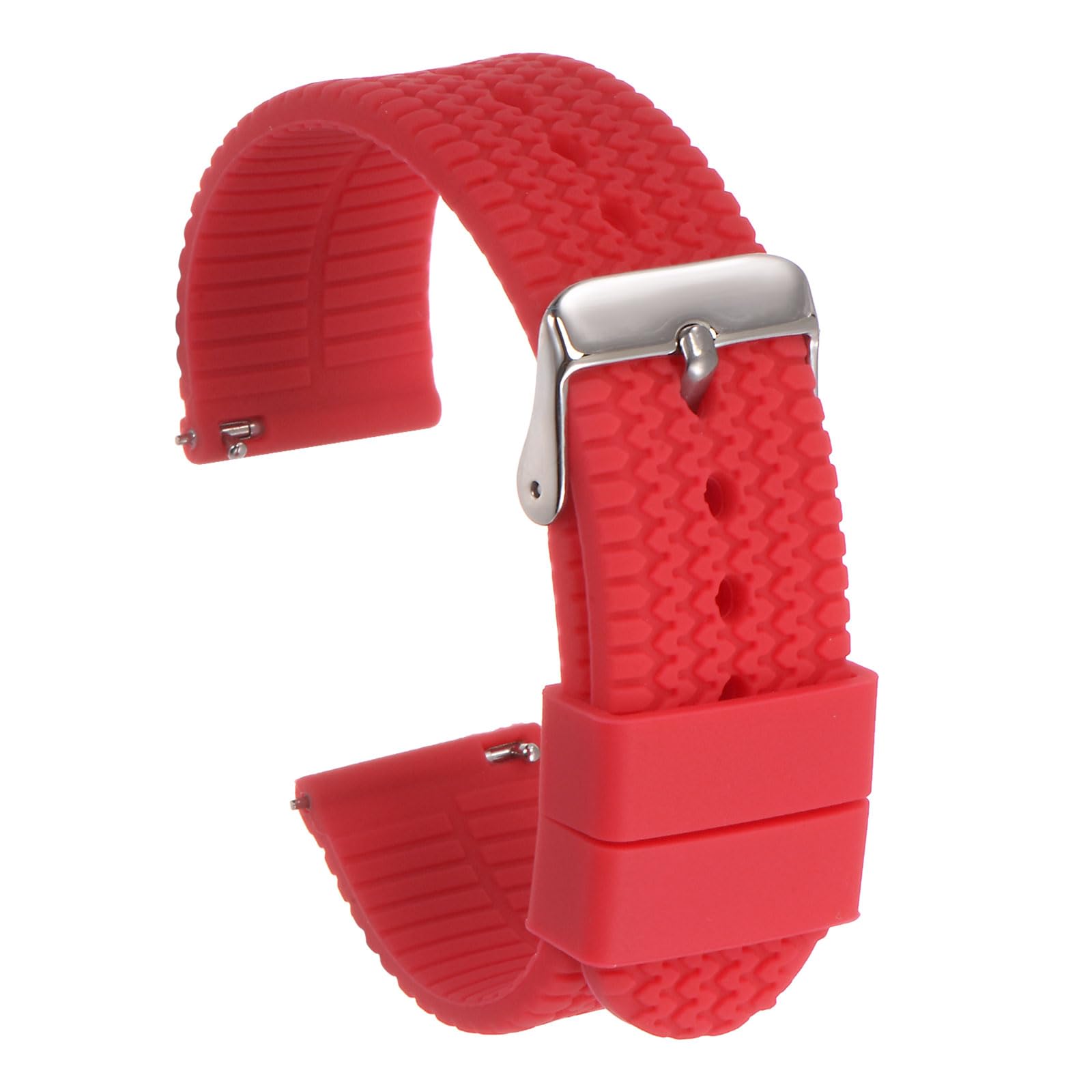 sourcing map Silicone Watch Band 22mm Width Quick Release Soft Rubber Watch Strap with Electroplated Stainless Steel Buckle for Men Women, Red