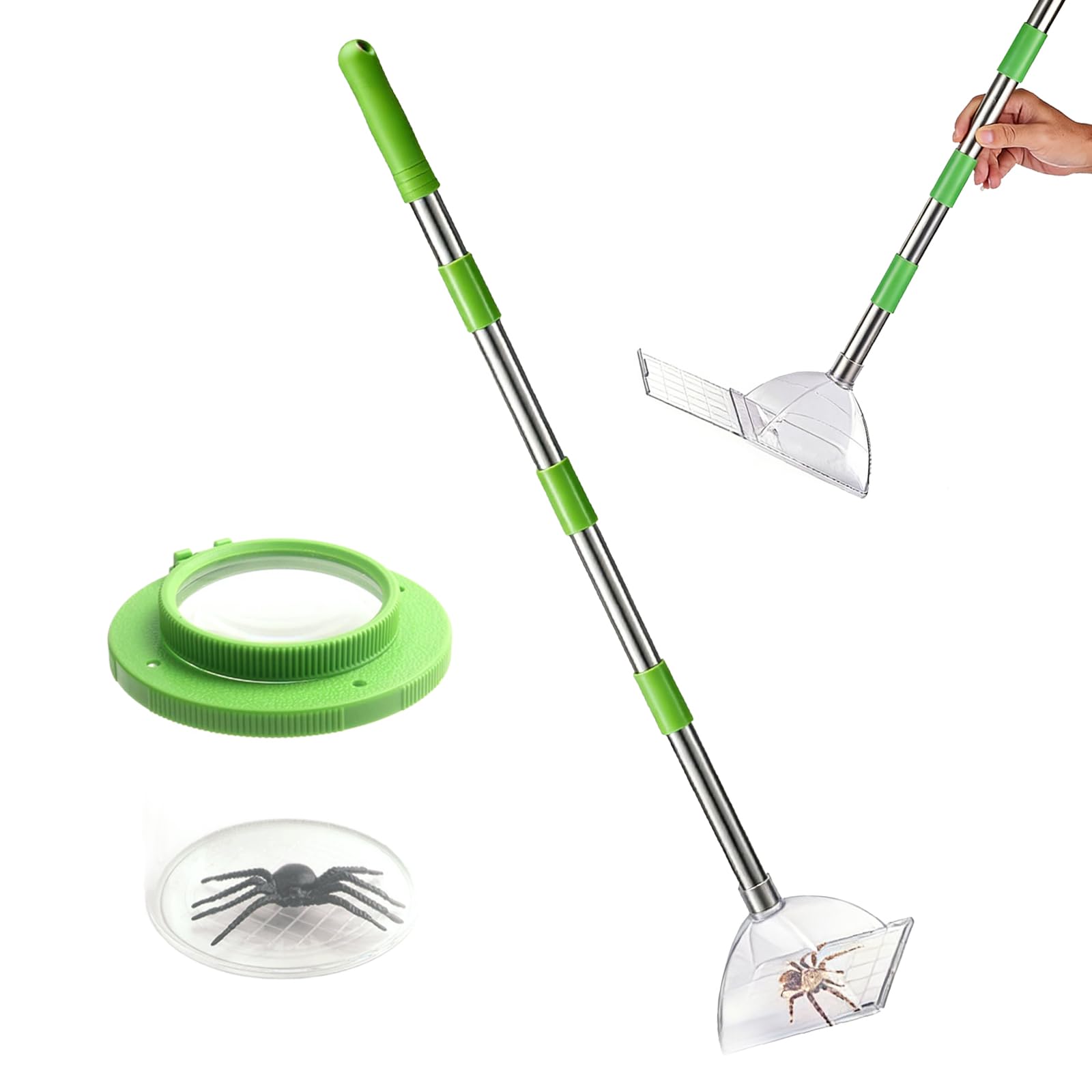 Attrape-Insectes Télescopique Long Manche Avec Loupe – Capture Araignées, Mouches Et Petits Poissons