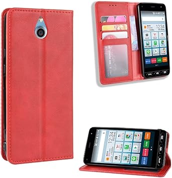 Amazon フリップケース 京セラ県カンタンスマホ 705kc財布ケースpuレザーとtpu携帯電話カバーuitra薄型設計フル保護耐衝撃 フリップケース 電話のフリップカバーケース Color Red Huyan ケース カバー