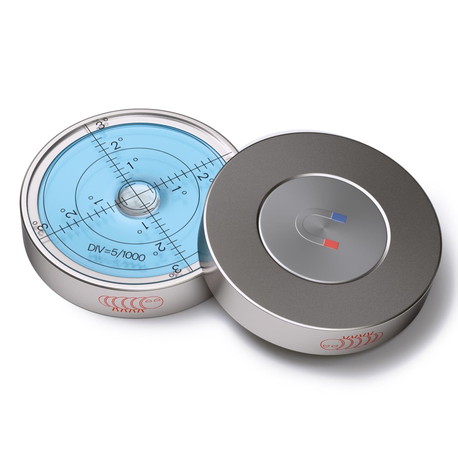 Magnetische Dosenlibelle 60 mm, große Metall-Wasserwaage, Blau/Silber