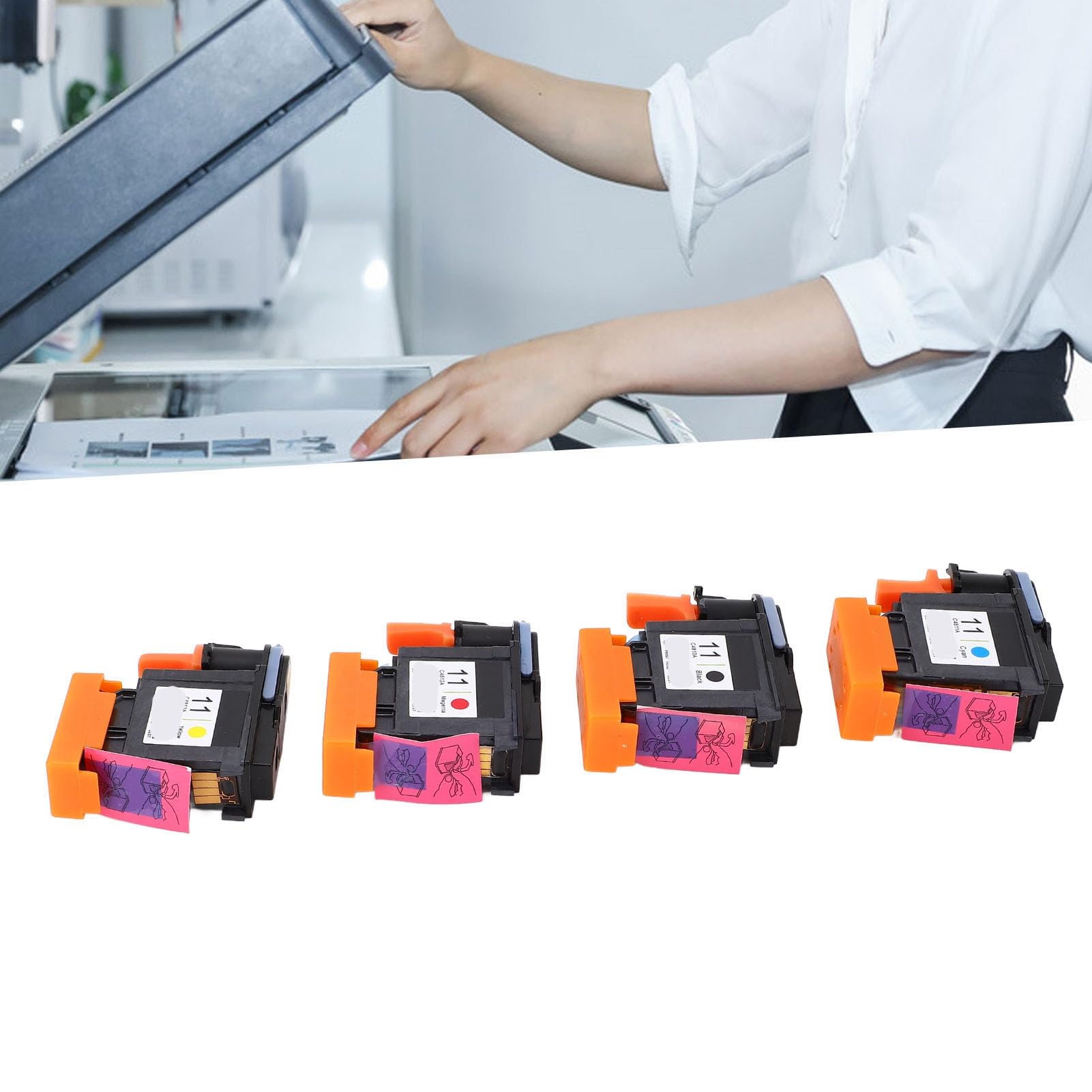 KIMISS Głowica drukująca for Designjet 100 110 111 500 510 800 813 850 – 4 szt. (CMYK) – wymienna, wysokiej jakości